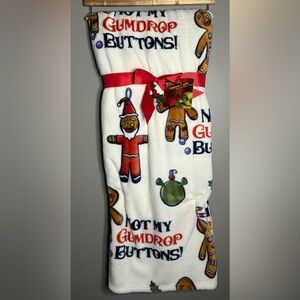 Shrek Christmas 2024 Gingerbread Man Gumdrops Throw Blanket 60x70 New